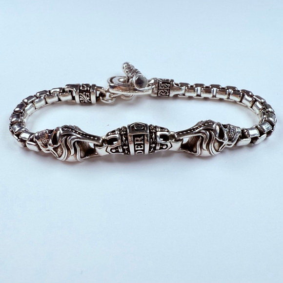 NightRider Royal Mortem Skull Sterling Silver Chrome 925 Hearts Bracelet - Picture 3 of 11